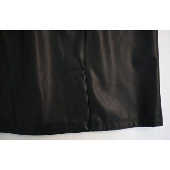 Calvin Klein Women Sz 10 Black PU Leather Sheath Dress w/Gold Waist Detail - Picture 10 of 13
